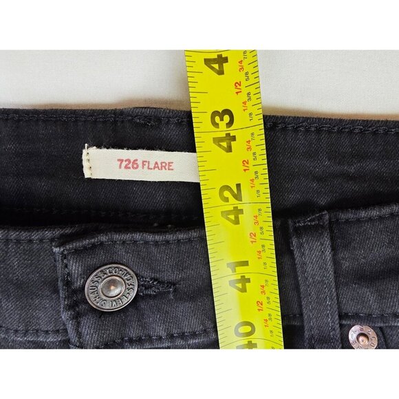 Levi's Size 33x32 Womens 726 Flare Black Denim Egyptian Cotton Logo Tag Jeans - Picture 8 of 13